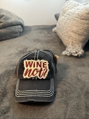 KBETHOS Black Baseball Cap with 'WINE not?' Patch